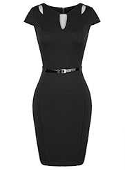 Sexy Cotton Keyhole Round Neck Cap Sleeves Short Sleeves Bodycon Dress 