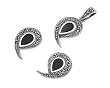 Sterling Silver Marcasite Pendant and Earrings Set - Teardrops in Black Onyx
