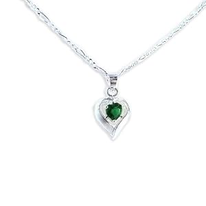 Buy Birthstone May Emerald Heart Crystal Sterling Silver Necklace by Sosi B.