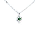 Birthstone May Emerald Heart Crystal Sterling Silver Necklace