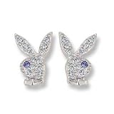 Playboy stud earrings with blue gemstones