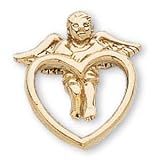 The Perfect 14K Yellow Gold Heart Angel Pin