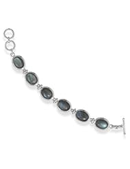 Sterling Silver 7 Inch+.5 Inch Labradorite Toggle Bracelet