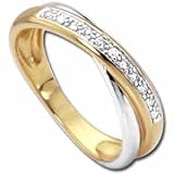 Two Tone Crossover Diamond Fancy Ring
