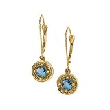 14K Yellow Gold Aquamarine Earrings