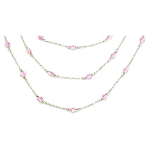 Sterling Siver Pink Cubic Zirconia Necklace