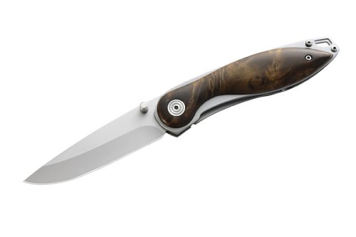 Herbertz-Couteau Pliant de Poche HERBERTZ 253011 - Lame Acier a Cran - Manche 11 cm Bois de Racine