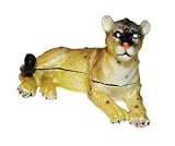 Objet D'Art Release #186 "Florida Panther" Critically Endangered Species Cat Handmade Jeweled Metal & Enamel Trinket Box