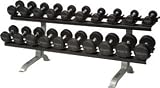 TKO 822CDR Commercial 10 Pair Dumbbell Rack with Saddles, Silver Metallic