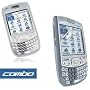Palm Treo 680, 750 PDA Accessory Bundle Kit - Transparent Clear Silicon / Silicone Skin Cover Case + Premium Reusable Screen Protector with Lint Cleaning Cloth By Ikross