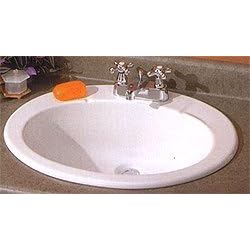 Richmond Oval Drop-In Basin Sink - 8 Drilling - Biscuit by 
