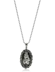 King Baby 22" Curb Link Chain with Small Virgin with Rose Border Pendant Necklace