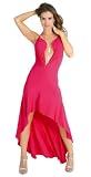 Revealing Cocktail Halter Dress with Fancy Cut Hem Accented with Flirty R-Stone Amulet from Hot Fash Dresses - ROYCE Mauve