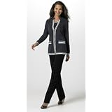 STRIPE TRIM CARDIGAN JACKET BY EXCLUSIVELY MISOOK at Exclusively Misook