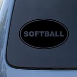 SOFTBALL EURO OVAL - Soft Ball - Vinyl Car Decal Sticker #1746 | Vinyl Color: Black