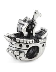 Genuine Ohm Beads (TM) Product. 925 Sterling Silver Pirate Ship European Bead Charm. 100% Satisfaction Guaranteed.