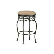Hillsdale Lincoln 26-Inch Backless Swivel Counter Stool, Black Gold Finish with Beige Fabric
