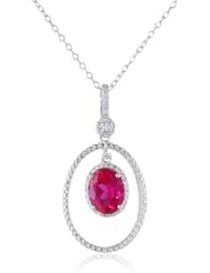 Sterling Silver Gemstone and Diamond Pendant Necklace (0.05 cttw, G-H Color, I2-I3 Clarity), 18"