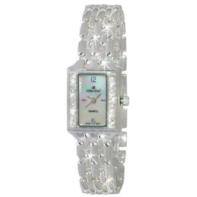 Oskar Emil Pluto Sterling Silver Mother Of Pearl Dial With Crystals Ladies Dress Watch