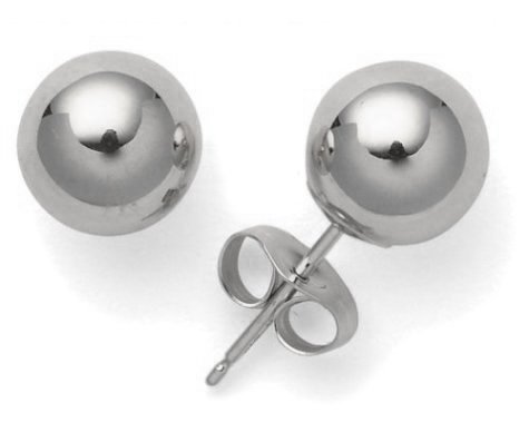 14k White Gold 7mm Ball Earrings