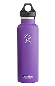 Hydro Flask 24 oz Vacuum Insulated Stainless Steel Water Bottle, Standard Mouth w/Loop Cap, Acai Purple