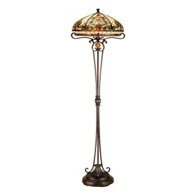 Dale Tiffany TF101116 Boehme Floor Lamp, Antique Bronze/Sand and Art Glass Shade