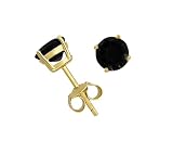 Gold Overlay Sterling Silver 8mm Round Sapphire Earrings