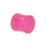 3/8 Inches Pink GLITTER Acrylic Saddle Plug