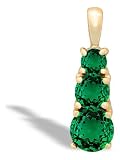 14K Yellow Gold Round Created Emerald 3-Stone Pendant