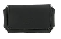 PCMicrostore Apple iPhone Black Leather Texture Horizontal Holster Carrying Case With Belt Loop And Clip