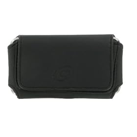 PCMicrostore Apple iPhone Black Leather Texture Horizontal Holster Carrying Case With Belt Loop And Clip