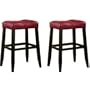 MAN Cave 2 29" Red Cushion Saddle Back Bar Stools W Black Legs