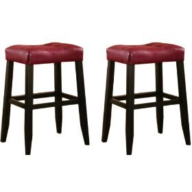 MAN CAVE 2 29 Red Cushion Saddle Back Espresso Bar Stools by The Furniture Cove
