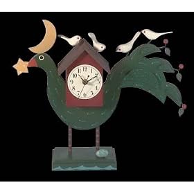 Mantle Clocks Green Wood, Bird Clock for Desk