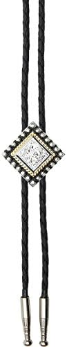 And West Men's Andwest Two-Tone Diamond With Beads Bolo Tie Multi One Size
