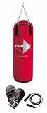 Century 70 lb Heavy Bag Combo (Heavy Bag, Bag Gloves, and Jump Rope) (Red)