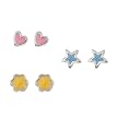 Sterling Silver Kids' Stud Earrings 3-pr. - Heart/Star/Flower