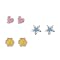 Sterling Silver Kids' Stud Earrings 3-pr. - Heart/Star/Flower