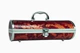 Picnic Gift Gala Burmese Red & Gold Faux Snake Skin Leather Single Bottle Wine Carrier Purse with Corkscrew