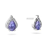 14K White Gold Pear Genuine Tanzanite Flame Earrings
