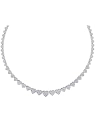 Diamond Eternity Heart Choker Necklace in 14k White Gold (5.00ctw)