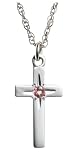 Sterling Silver and Pink Tourmaline Children's Cross Pendant, 14