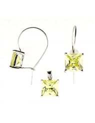 Sterling Silver Pendant and Earring Set in Peridot