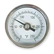 Industrial Grade 1NFW9 Thermometer, Dial Size 2 In, 0 to 250 F
