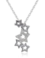 Sterling Silver Stars Diamond Pendant Necklace (0.03 cttw, I-J Color, I2-I3 Clarity), 18"