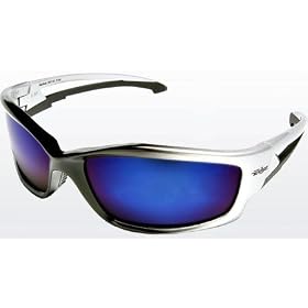 Edge Kazbek Safety Glasses, Black Frame - Blue Mirror Lens by Edge Eyewear