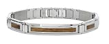 STEL Stainless Steel Bracelet with Wood Inlay. 8 3/4