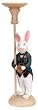 White rabbit~male candle holder w/ flameless candle
