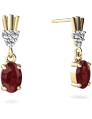 Genuine Ruby 14kt Yellow Gold Dangle Drop Earrings
