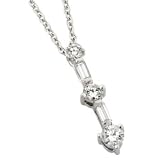 3 Round & 2 Baguette Diamond Pendant on Chain .49cttw